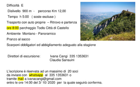 “Costa la Mandraccia – il Cimaio” comprensorio di Monte Nerone (PU) 4 Ottobre 2020