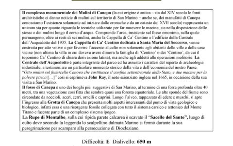 SAN MARINO – COMPLESSO MONUMENTALE MULINI DI CANEPA – RUPE DI MONTALTO (SACELLO DEL SANTO 27 Settembre 2020