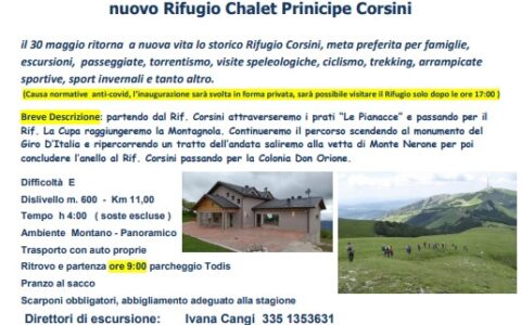 MONTE NERONE (anello alto)in occasione dell’inaugurazione  del nuovo Rifugio Chalet Principe Corsini – 30 maggio 2021