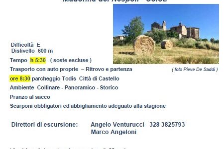 COLLINE MONTONESI: Coloti – Pieve de Saddi – Rocca d’Aries – Madonna dei Nespoli – Coloti.  10 Ottobre 2021